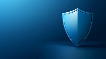 Blue shield on dark background, a symbol of security, protection, and safety in digital physical realms