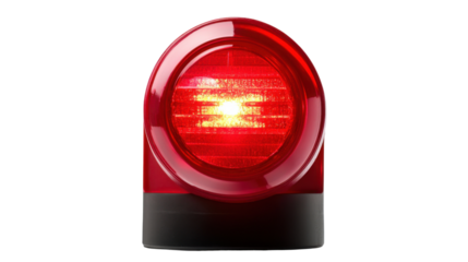 Red warning light flashing on transparent background