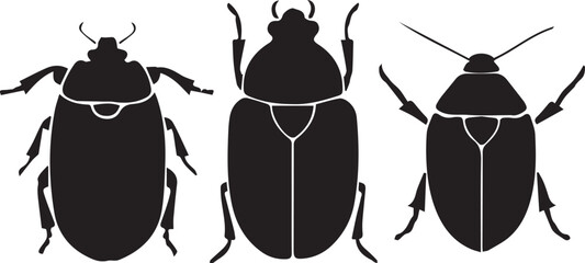 A set of insects silhouettes for flat design. Hand drawn vector illustration
