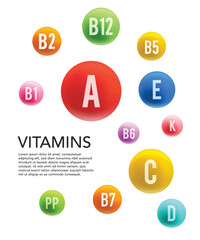 Multi Vitamin complex icons stock illustration