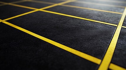 Fototapeta premium Bold Yellow Lines Intersecting on a Dark Textured Surface