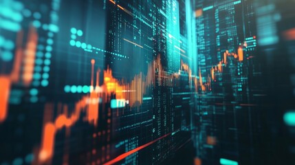 Fototapeta premium Dynamic Financial Data Visualization with Stock Market Trends and Analytics