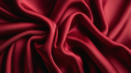 Obraz premium red satin background. Red Silk Fabric Drape. Silk satin velvet fabric. Elegant luxury rich. Curtain drapery fold line wave flow.