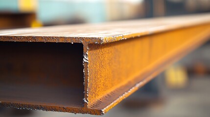 Detailed Photograph of a Welded Steel Beam with Sharp Edges