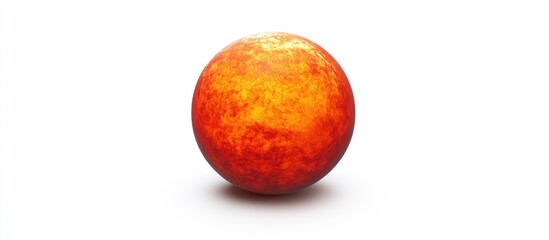 Isolated vibrant red dwarf star depicted against a stark white background highlighting its unique texture and color ideal for educational content