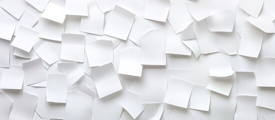 White sticky notes scattered randomly across a light white background offering a clean and versatile canvas for organization and creativity.