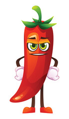 Cute chili character, expressing readiness. Vector cartoon illustration