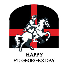St Georges Day Vector With Knight on Horse