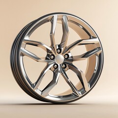 Obraz premium Polished Aluminum Alloy Wheel Displayed in Rotating View