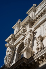 Obraz premium Sculptures and monuments on facade of Church of the Ospedaletto, Church of Santa Maria dei Derelitti , Venice , Veneto , Italy 03.01.2025