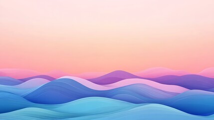 Abstract Pastel Waves Rolling Hills Landscape