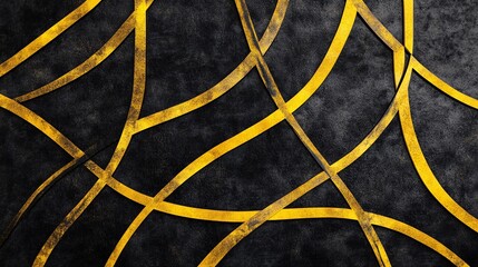 Artistic Intersecting Yellow Lines on Dark Background Texture