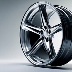 Obraz premium Close-Up Shot of a Modern Aluminum Alloy Wheel Design