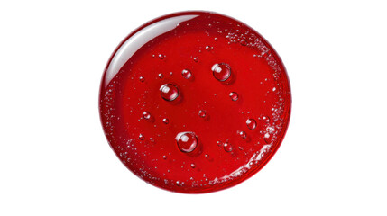 Red lollipop with bubbles on transparent background showing glossy surface