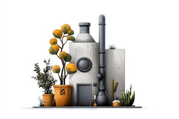 A modern building adorned with decorative plants and a unique design, perfect for showcasing creativity and urban living.