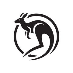2d kangaroo logo on a white background