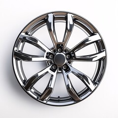 Obraz premium Artistic Overhead View of Polished Aluminum Alloy Wheel Design