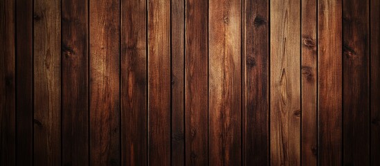 Obraz premium Natural wood texture background showcasing rich brown tones with vertical planks and subtle grain patterns ideal for design projects and artwork