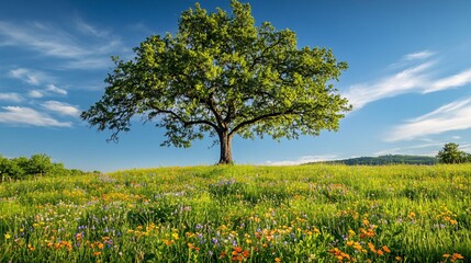 Majestic Tree with Heart Shaped Leaves Gently Swaying in Breeze