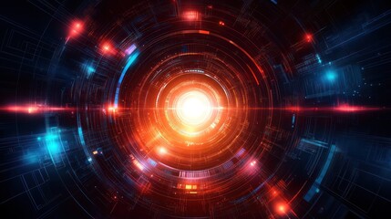 Obraz premium Futuristic interface, glowing energy core, digital background, tech presentation