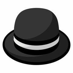 Bowler hat vector on white background.