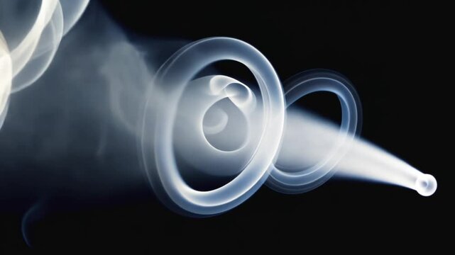 moke Rings Expanding in Slow Motion Black Background Cinematic Animation