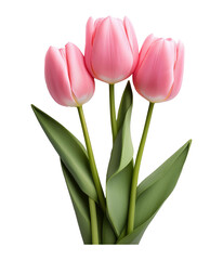 Fototapeta premium Realistic Pink Tulips Isolated On Transparent Background