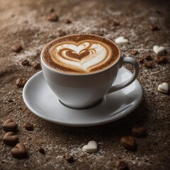 Artistic cappuccino with perfect foam heart