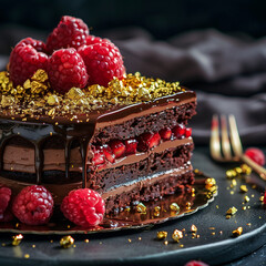 chocolate cake with raspberries