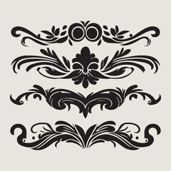 A collection of carved ornaments with a western classical style flower theme,