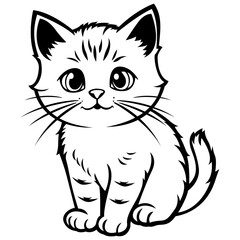 Cute Cat | Sitting Kitten | Cute Kitten | Fur Animal | Little Kitten | Domestic Cat | Baby Little Kitten | Cat Lover | Original Illustration | Vector and Clipart | Cutfile and Stencil