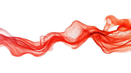 Red particles flowing on transparent background, digital art