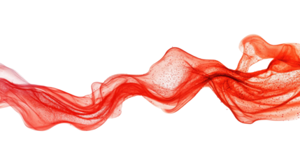 Red particles flowing on transparent background, digital art