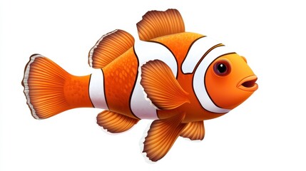 Colorful Cartoon Clownfish Swimming in Bright Underwater Scene