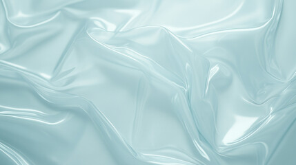 Fototapeta premium Flowing Aqua Satin: An elegant and ethereal texture captured in this abstract photograph. The light blue satin drapes and folds gracefully, creating a mesmerizing interplay of light and shadow. 