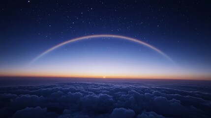 Above the Clouds Sunset, Night Sky, Rainbow Composition, Aerial View, Landscape Photography Cloudscape, Rainbow