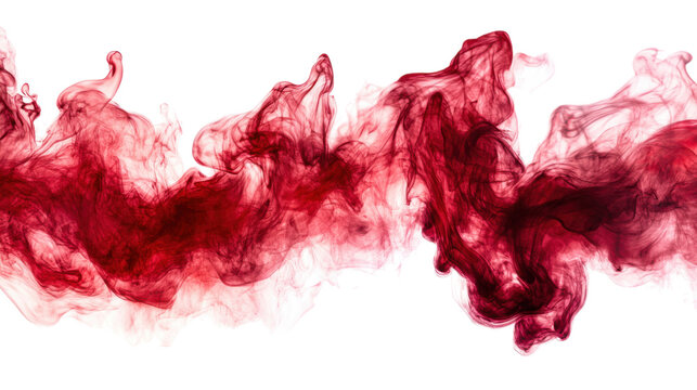 Red smoke effect isolated on transparent background