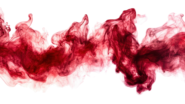 Red smoke effect isolated on transparent background