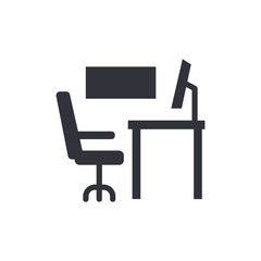 Workplace solid icons, minimalist vector illustration ,simple transparent graphic element .Isolated on white background