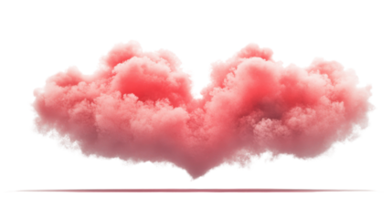Single fluffy pink cloud is floating with transparent background