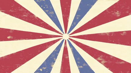 Vintage Sunburst Radial Design Red, White, Blue Grunge Texture, Retro Background, Patriotic Theme,Graphic Design Patriotic, Grunge