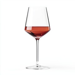 crystal-clear wine glass filled with deep red wine, isolated on a clean white background