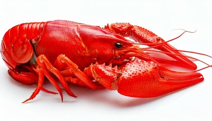 Red boiled crawfish isolated on white background