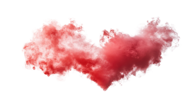 Red smoke cloud forming abstract shape on transparent background