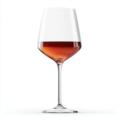 crystal-clear wine glass filled with deep red wine, isolated on a clean white background