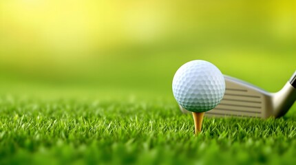 Fototapeta premium Tee Time Precision: Golf Ball and Club in Perfect Alignment