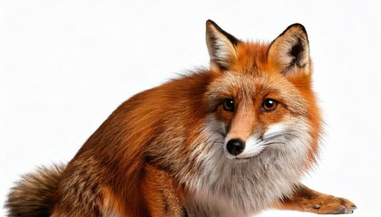 Fototapeta premium Red Fox, Vulpes vulpes, 4 years old, in front of white background