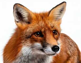 Fototapeta premium Red Fox, Vulpes vulpes, 4 years old, in front of white background