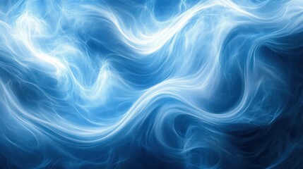 Abstract blue smoke waves, dark background, digital art, website design