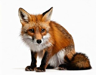 Red Fox, Vulpes vulpes, 4 years old, in front of white background